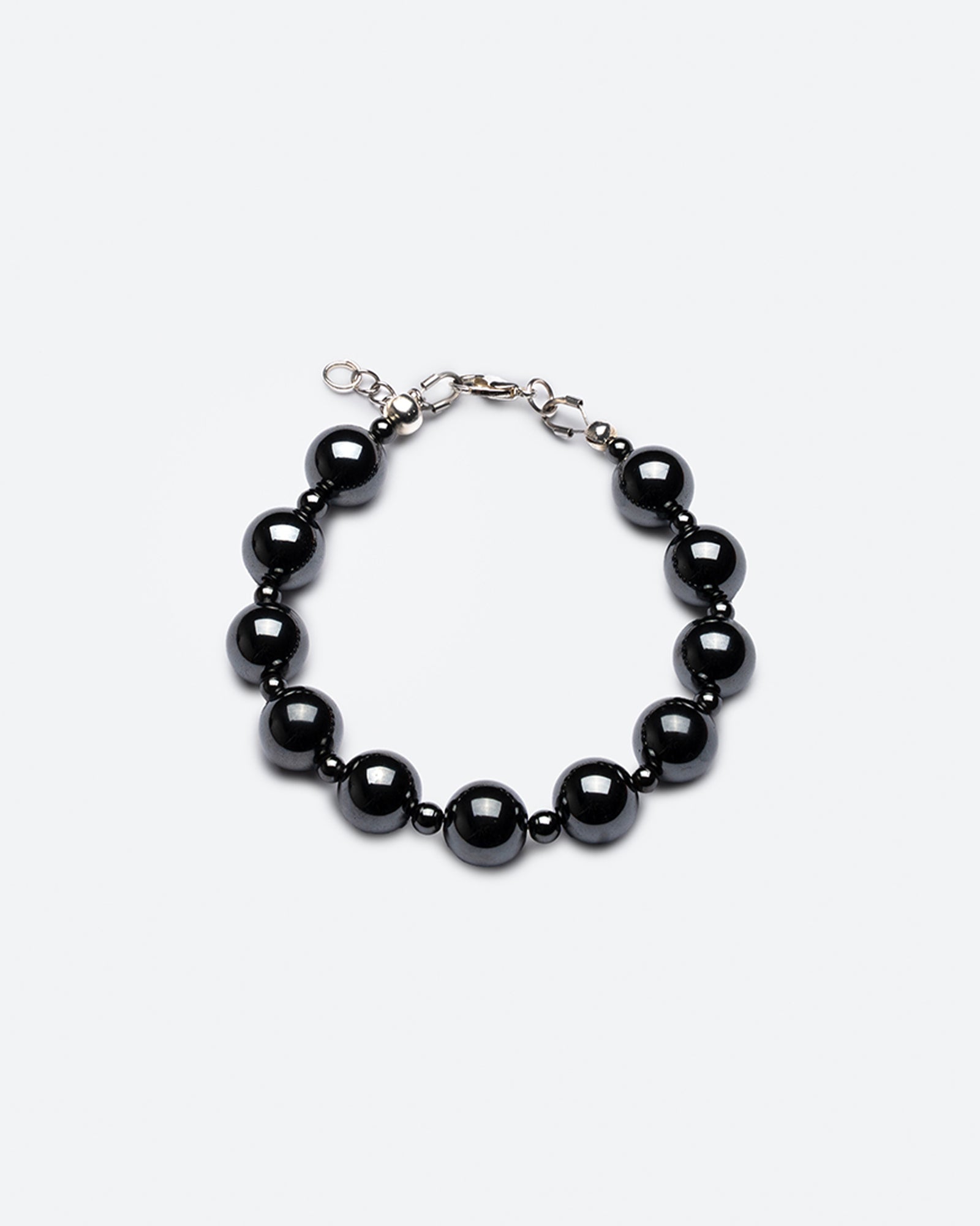 hematite beaded handmade bracelet - metallic black beads