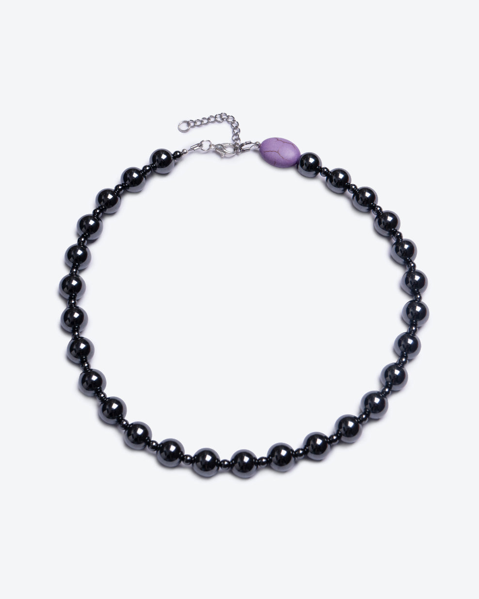 Unisex hematite beaded necklace gemstones happy jewellery paris handmade